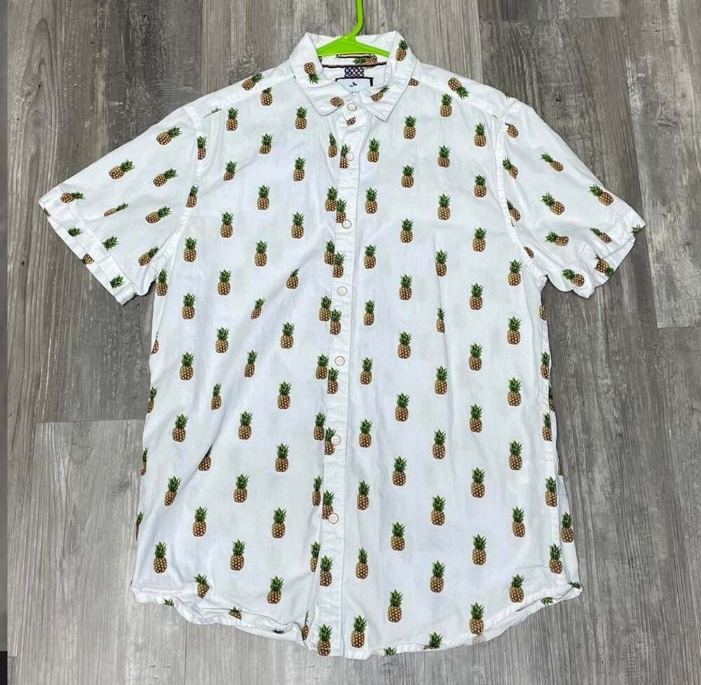 Denim & Flower Ricky Singh Pineapple Print Short Sleeve Shirt Size M